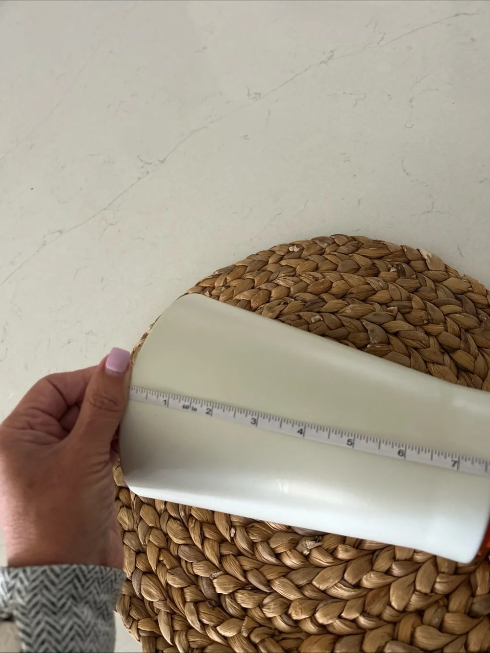 IKEA Cream Ceramic Vase with Natural Terracotta Base